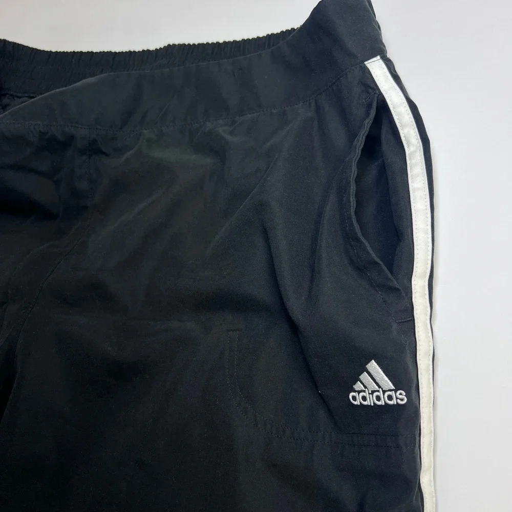 Adidas Vintage Track Pants Men XL Black White Side Stripe Windbreaker Joggers
